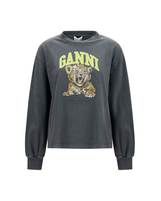 Long-sleeve tiger-print T-shirt