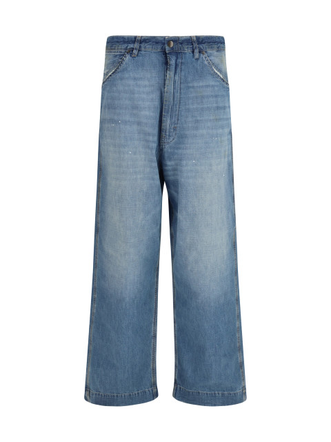 Patchwork-detail wide leg Jeans