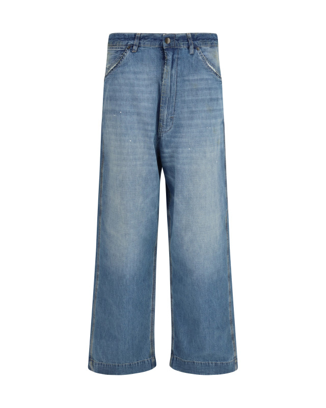 Patchwork-detail wide leg Jeans