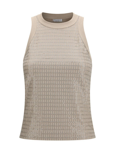 Top in cotton with luminous embroidery