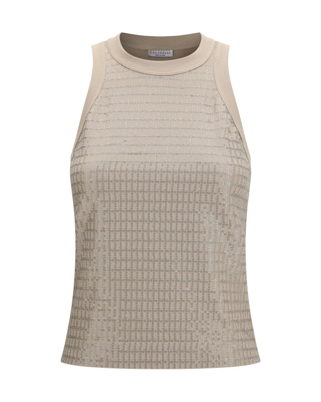 Top in cotton with luminous embroidery