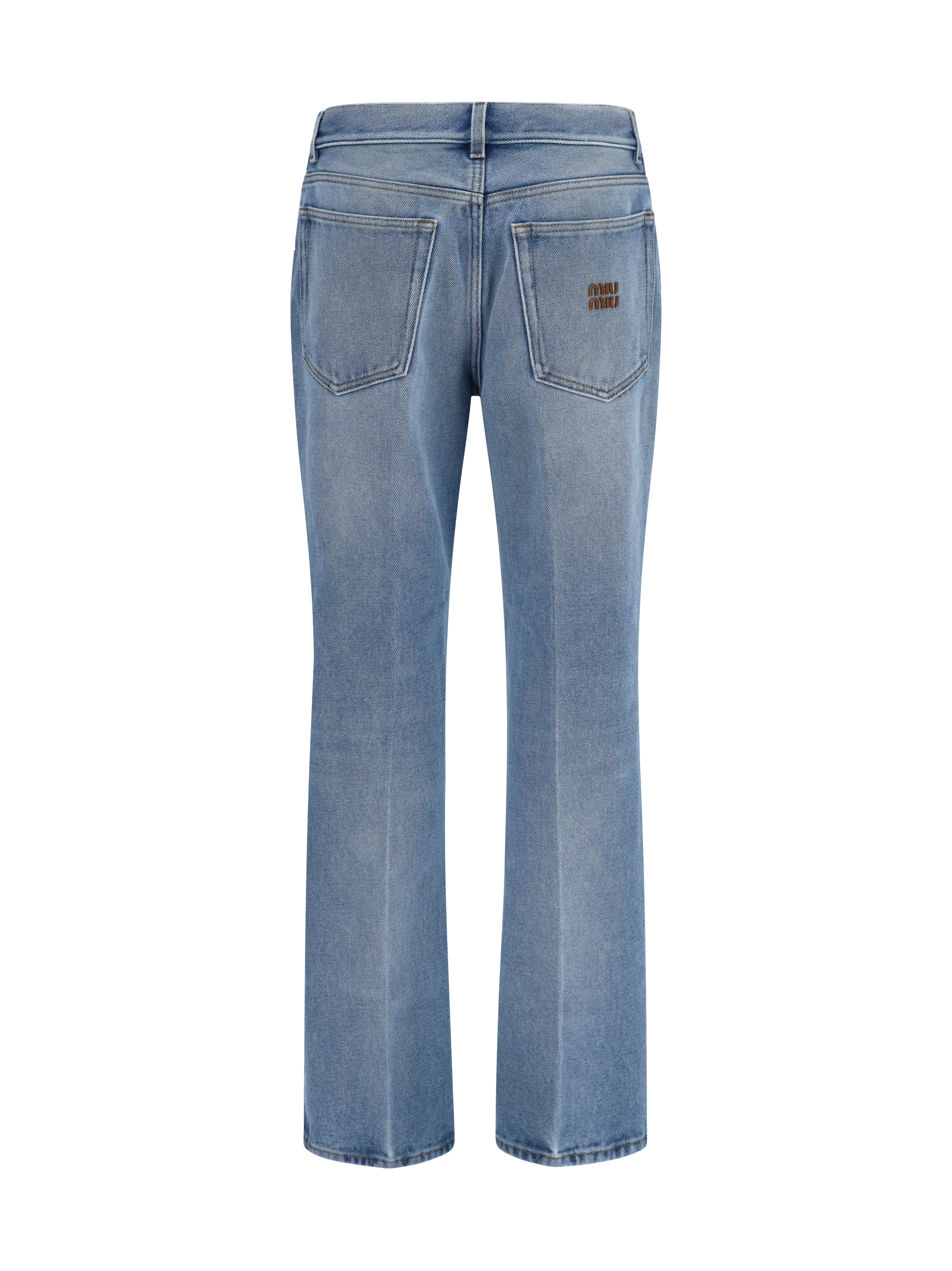 Washed denim five-pocket Jeans