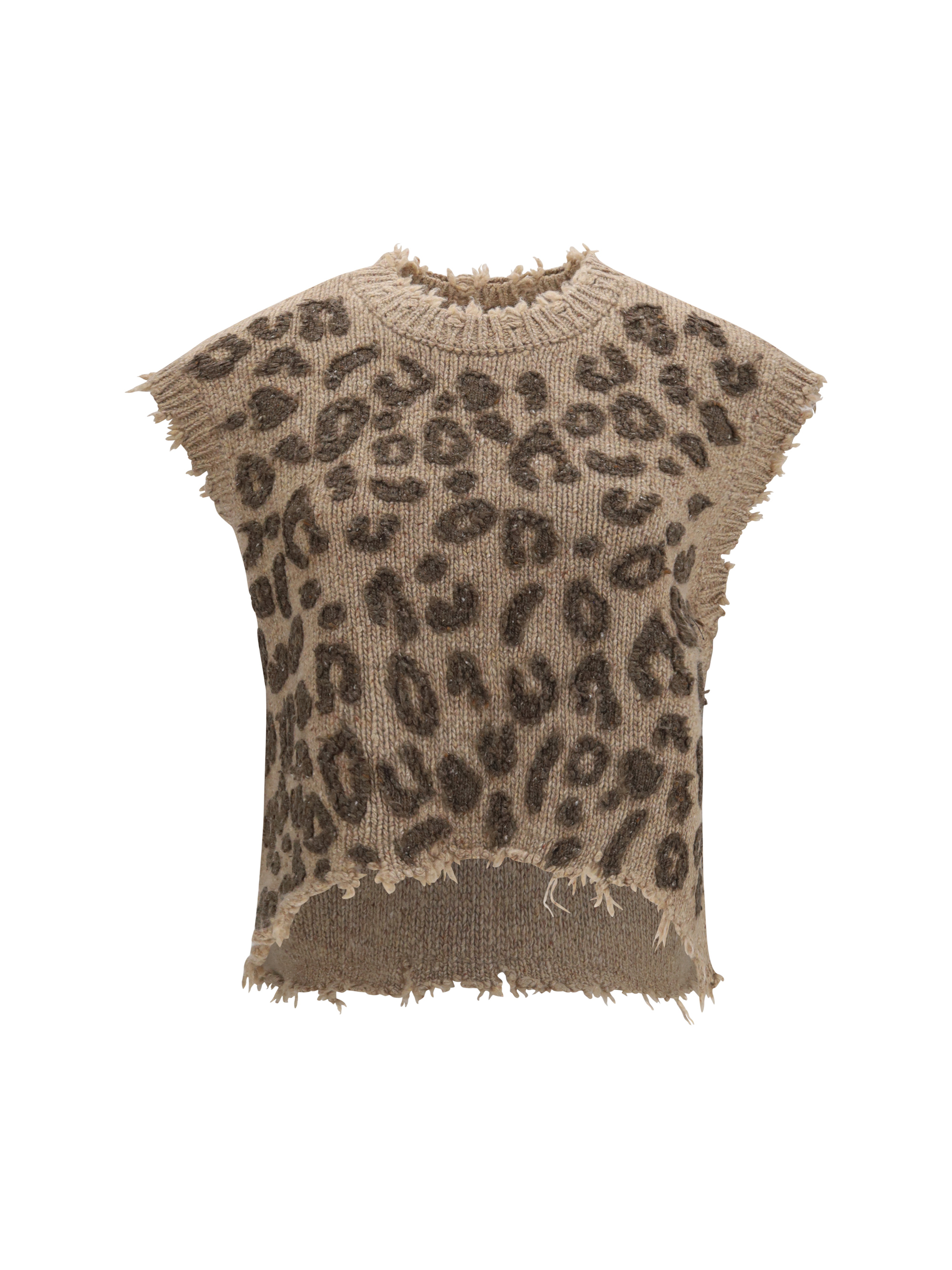 Animal-print cashmere Vest