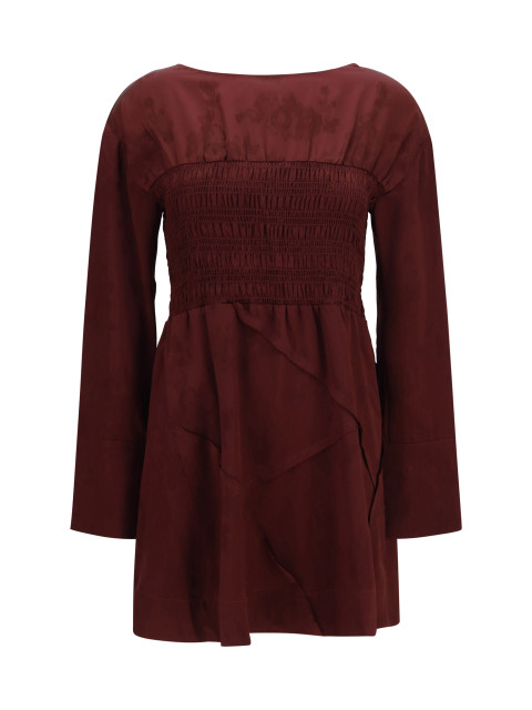 Long-sleeve satin Mini Dress