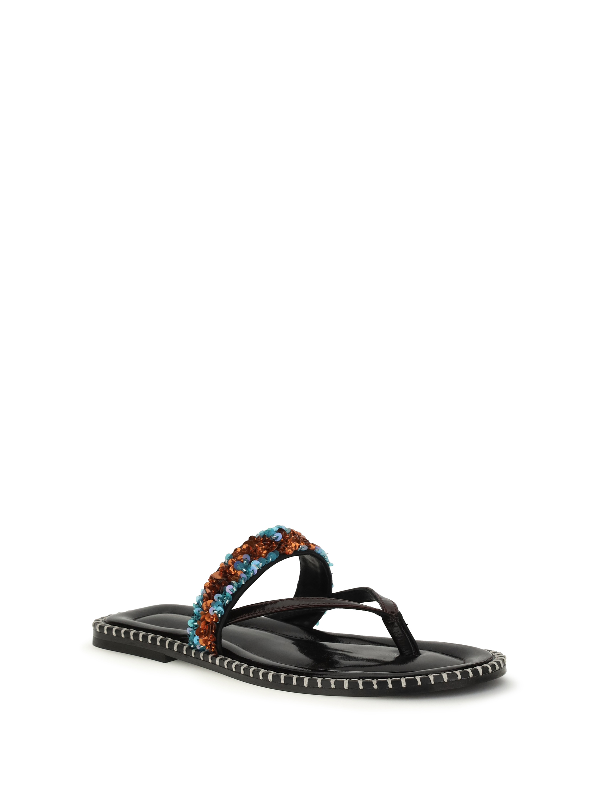 Slip-on leather Sandals with sequins