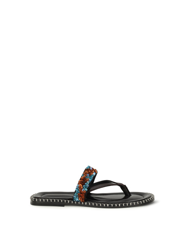 Slip-on leather Sandals with sequins