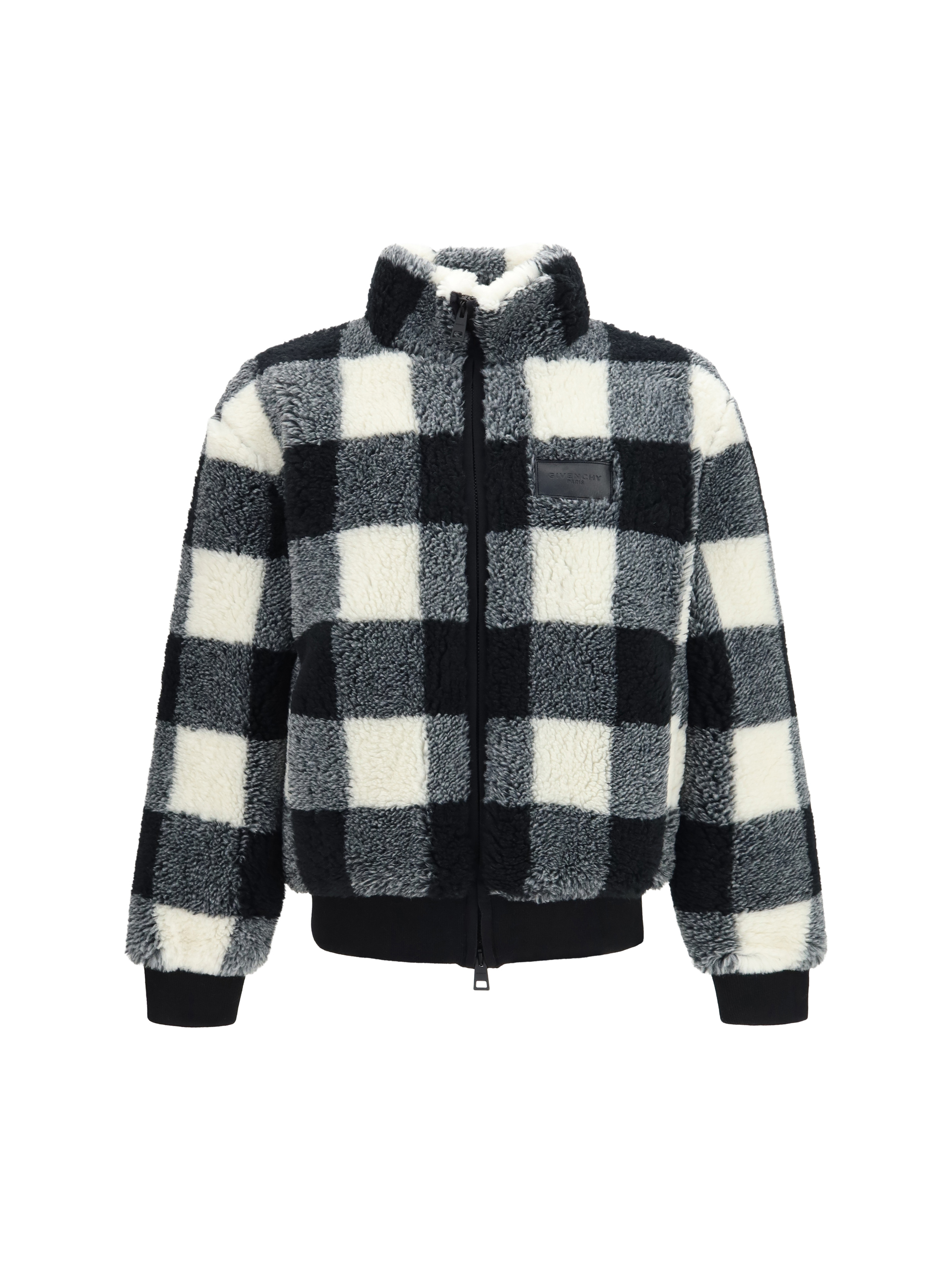 Checked wool-blend Teddy Jacket