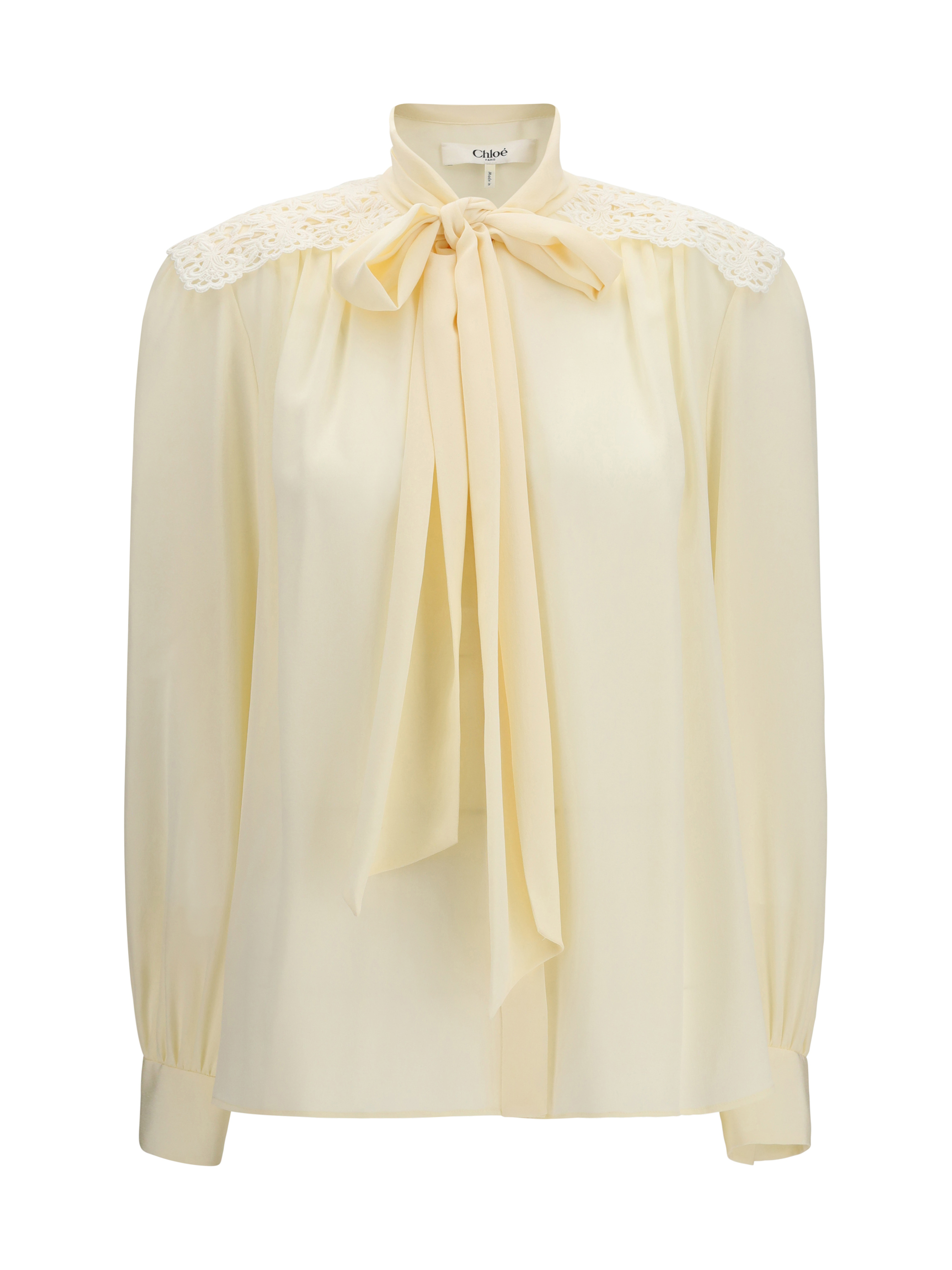 Bow Blouse with embroidered shoulders