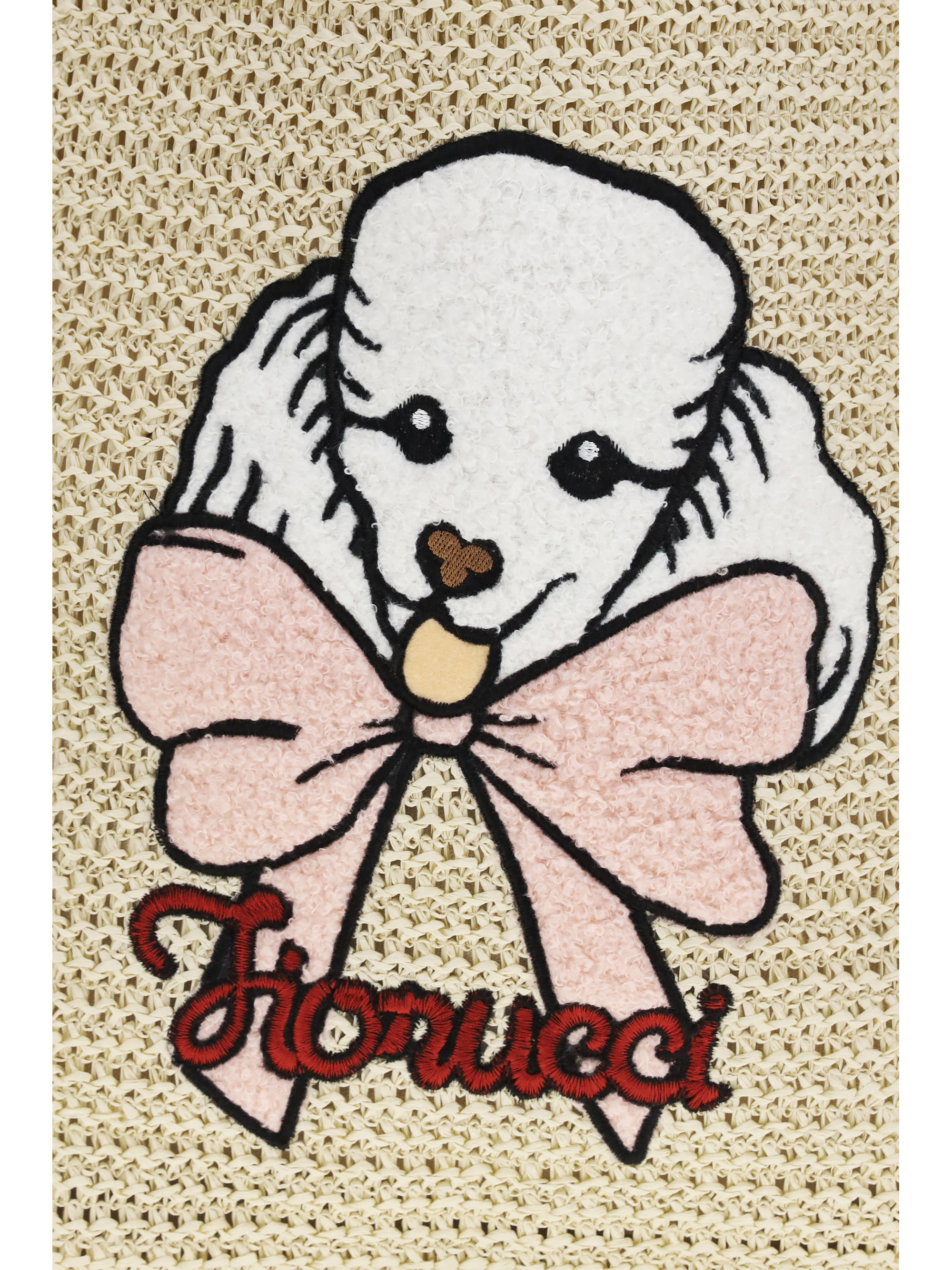 Raffia Tote Bag with poodle