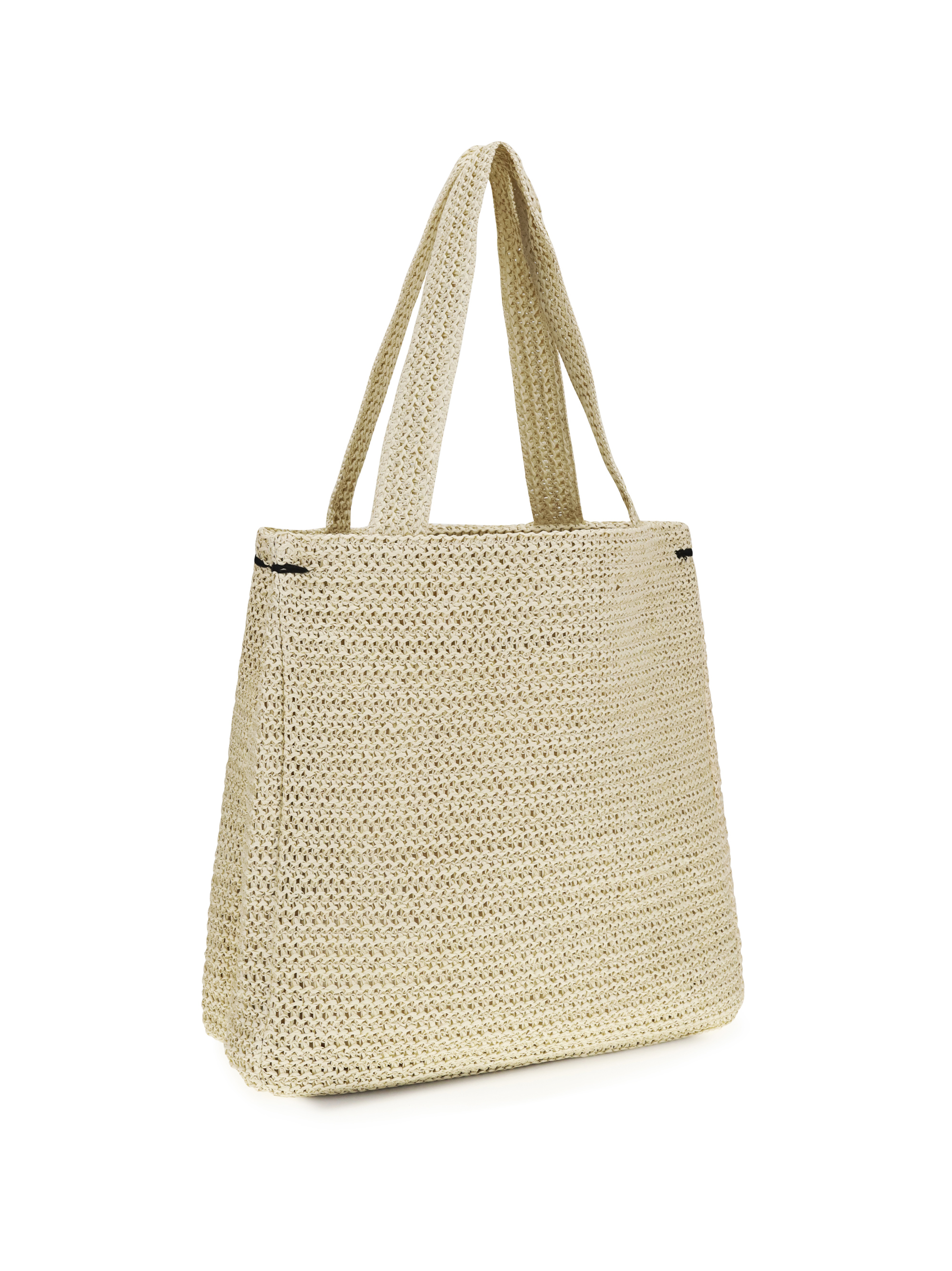 Raffia Tote Bag with poodle