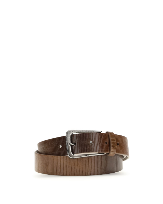 Carved leather Belt with Shimmering Buckle