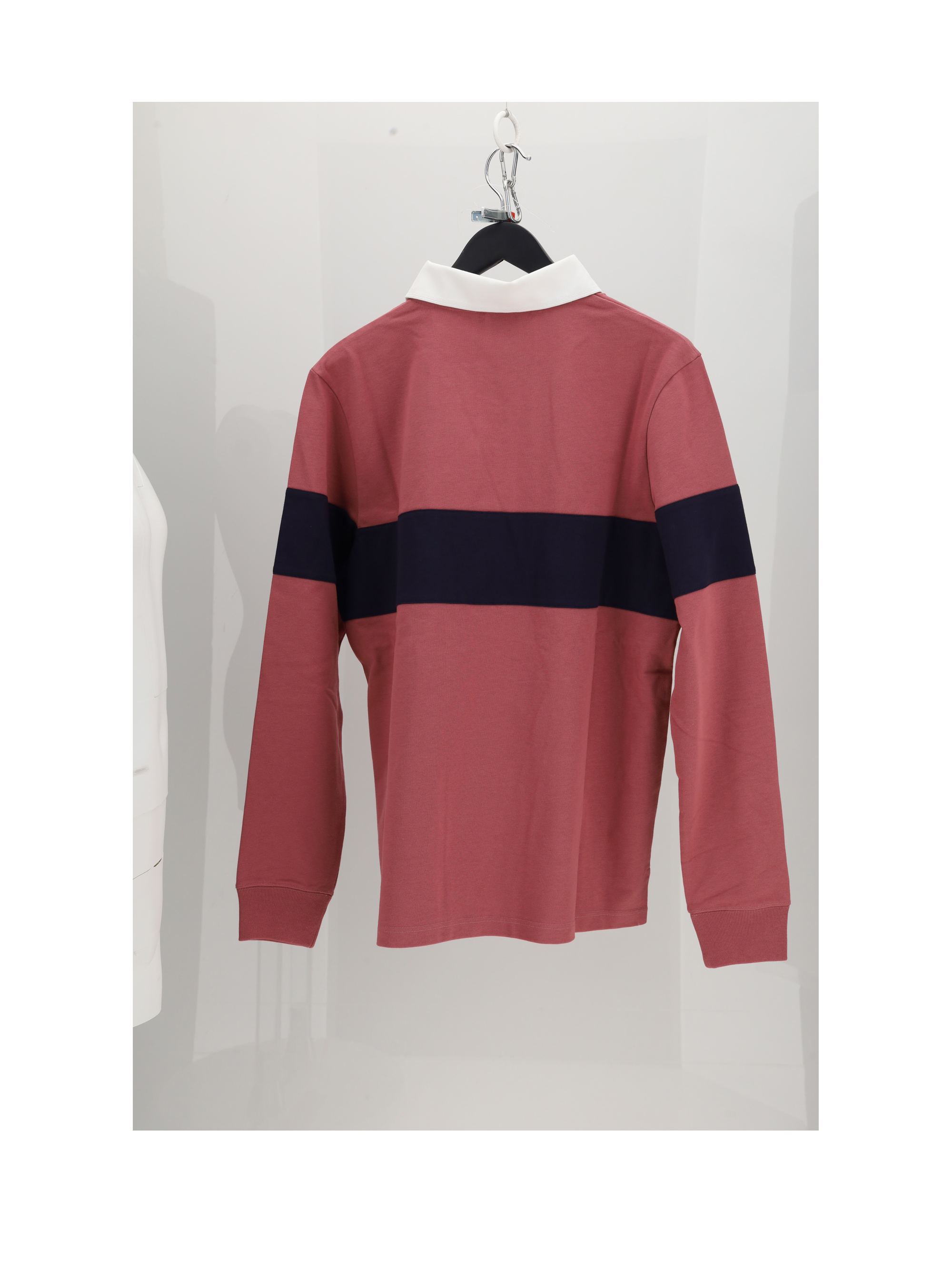 POLO JERSEY ROSA CON STRIPE BLU