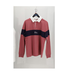 POLO JERSEY ROSA CON STRIPE BLU
