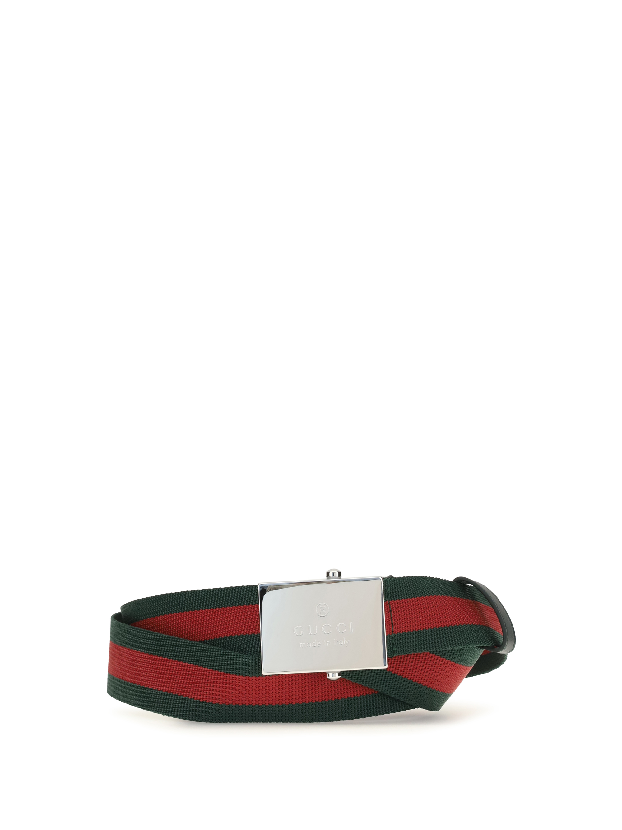 Web Ribbon Belt with rectangular buckle