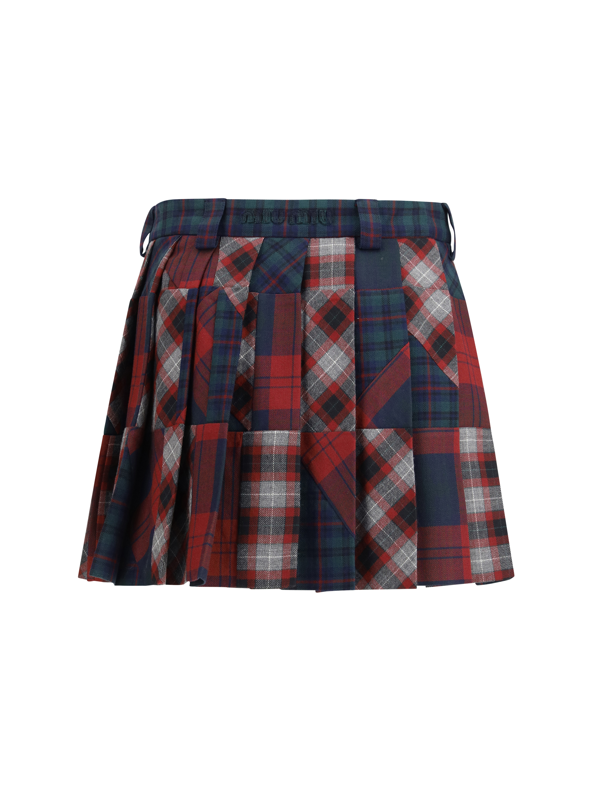 Pleated patchwork tartan mini Skirt