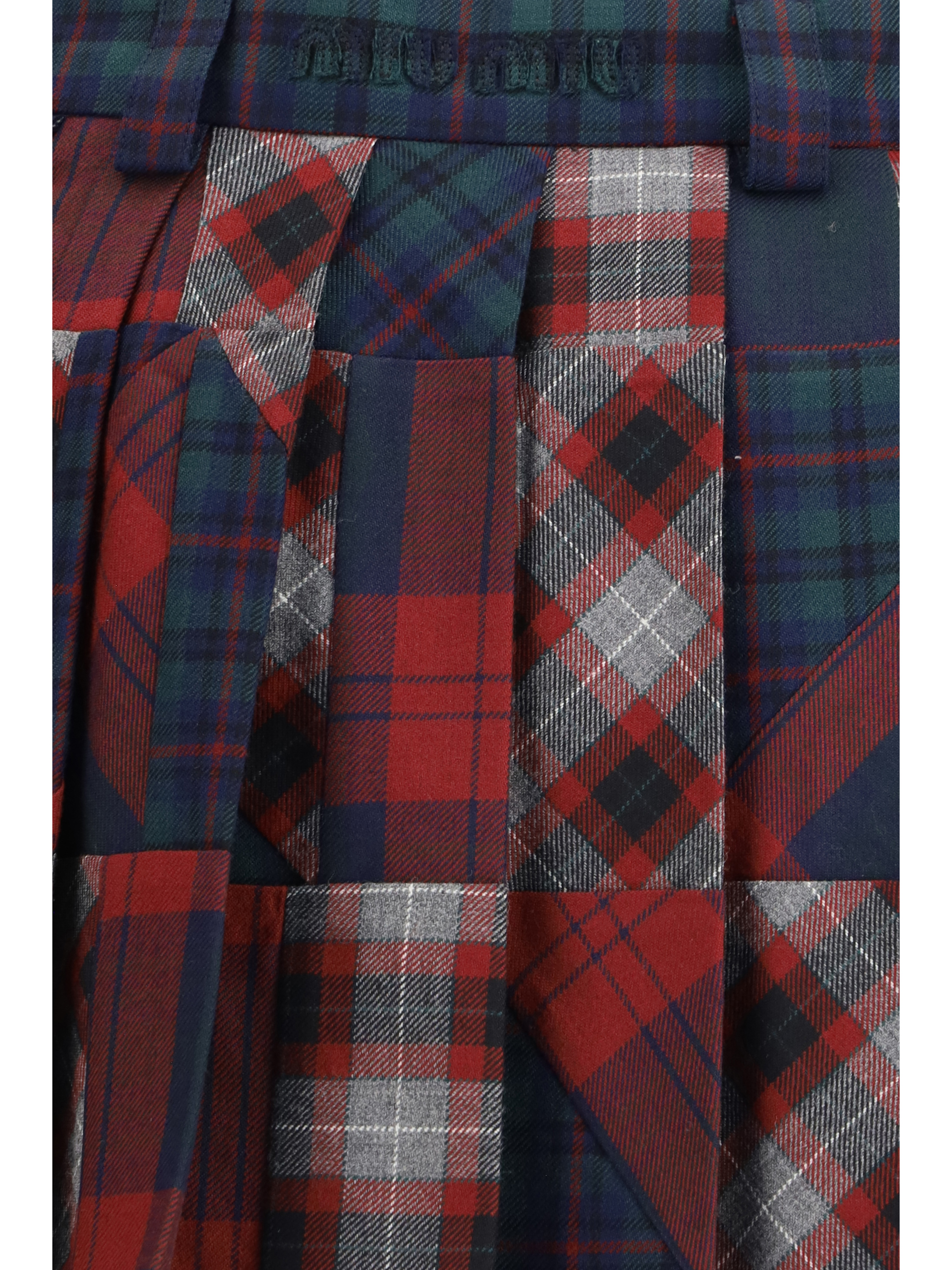 Pleated patchwork tartan mini Skirt