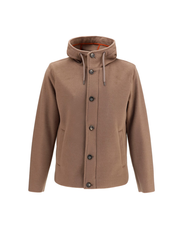 Hooded button-front Jacket