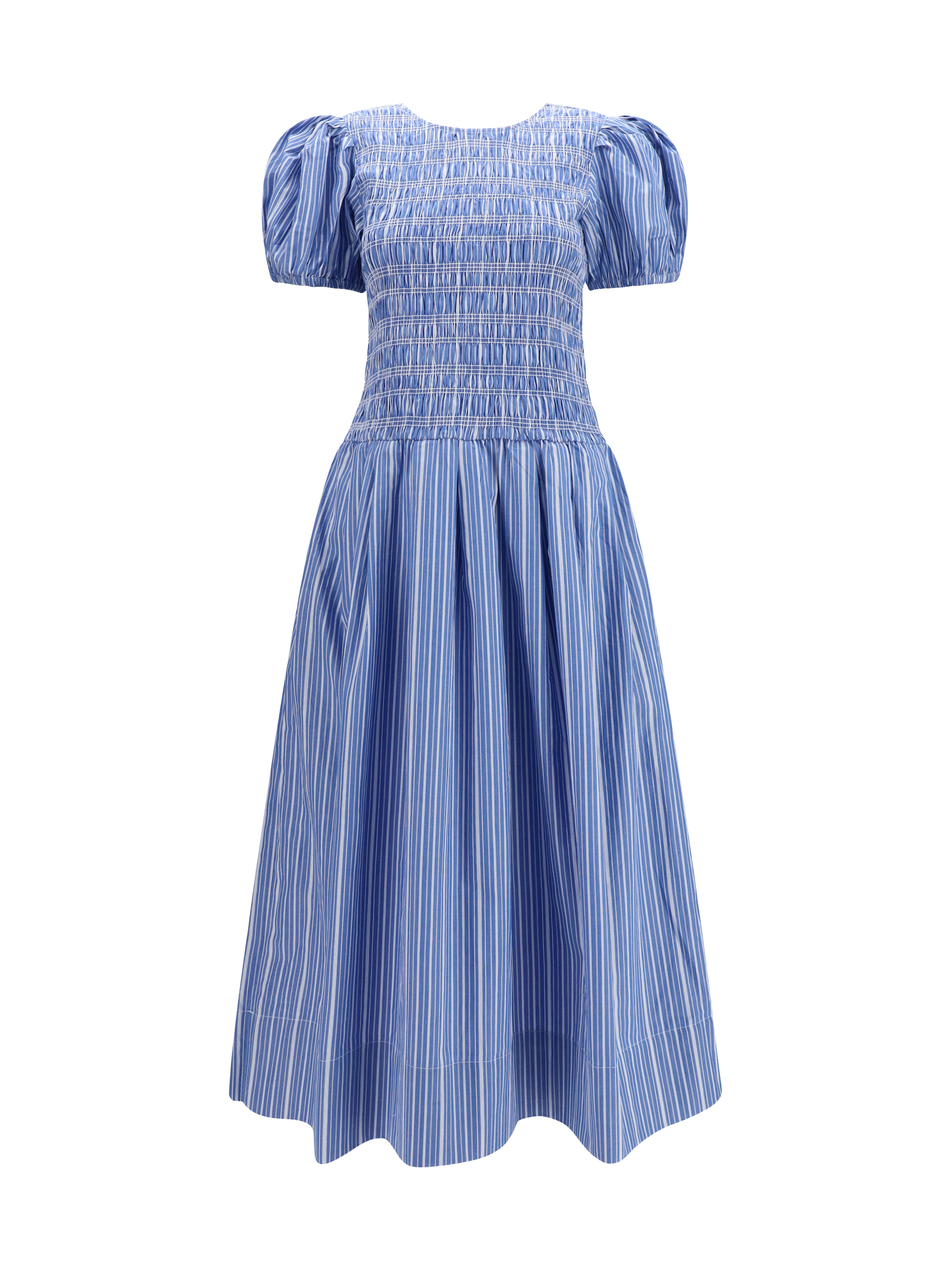 Striped cotton Dress with puff sleeves