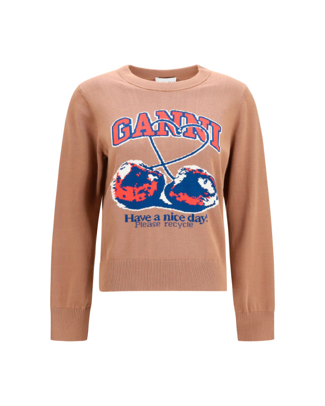 Cherry-print cotton Sweater