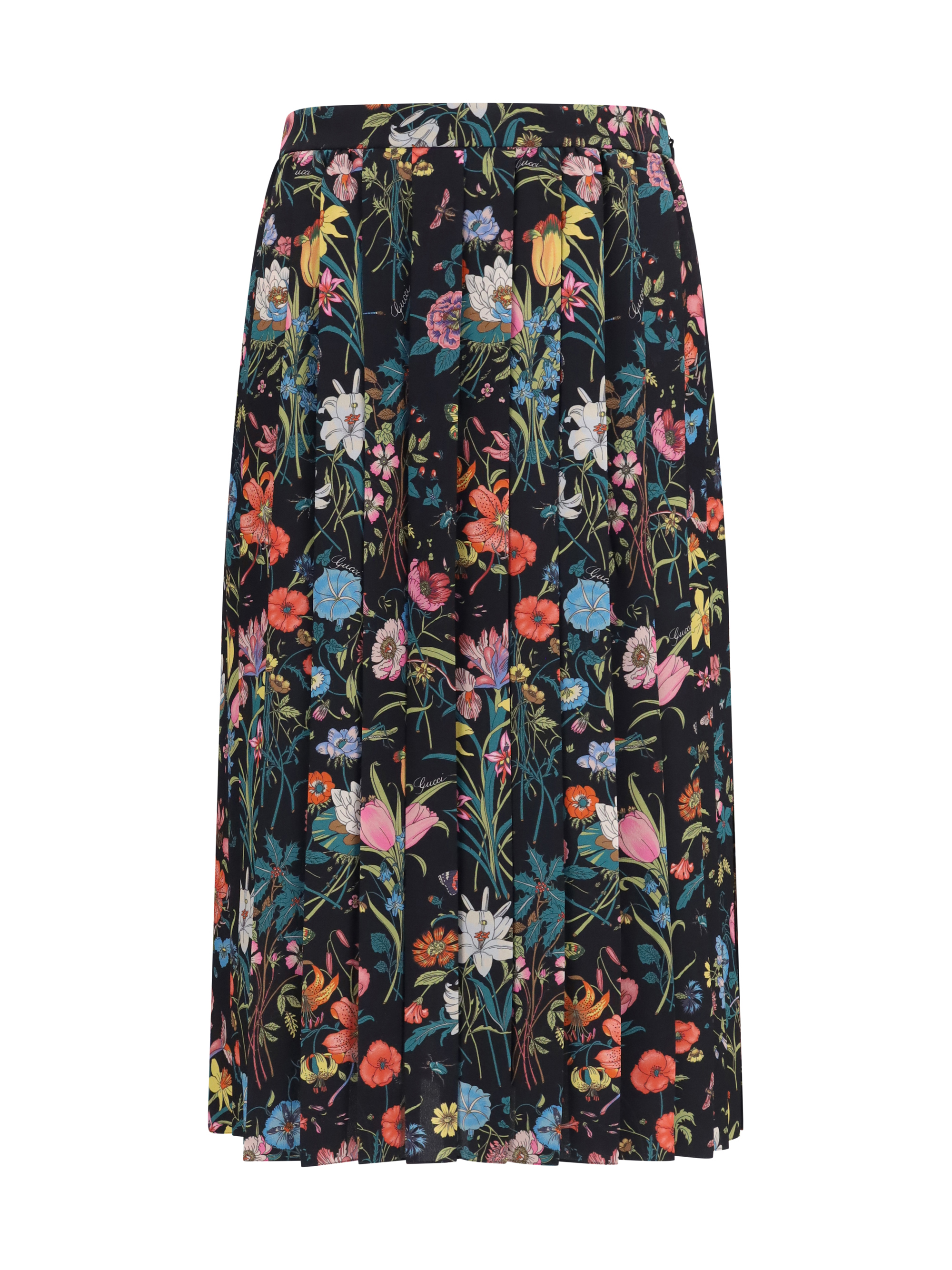Flora printed silk midi Skirt