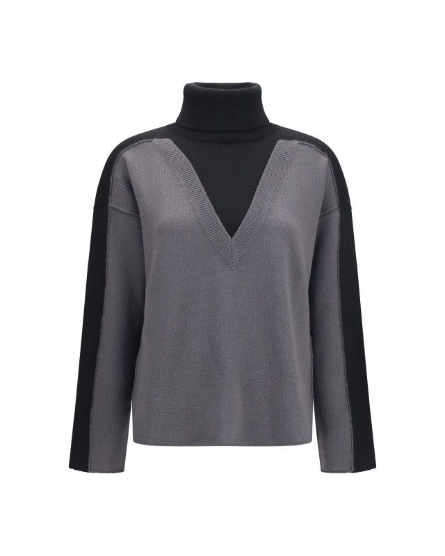 Two-tone high-neck Sweater