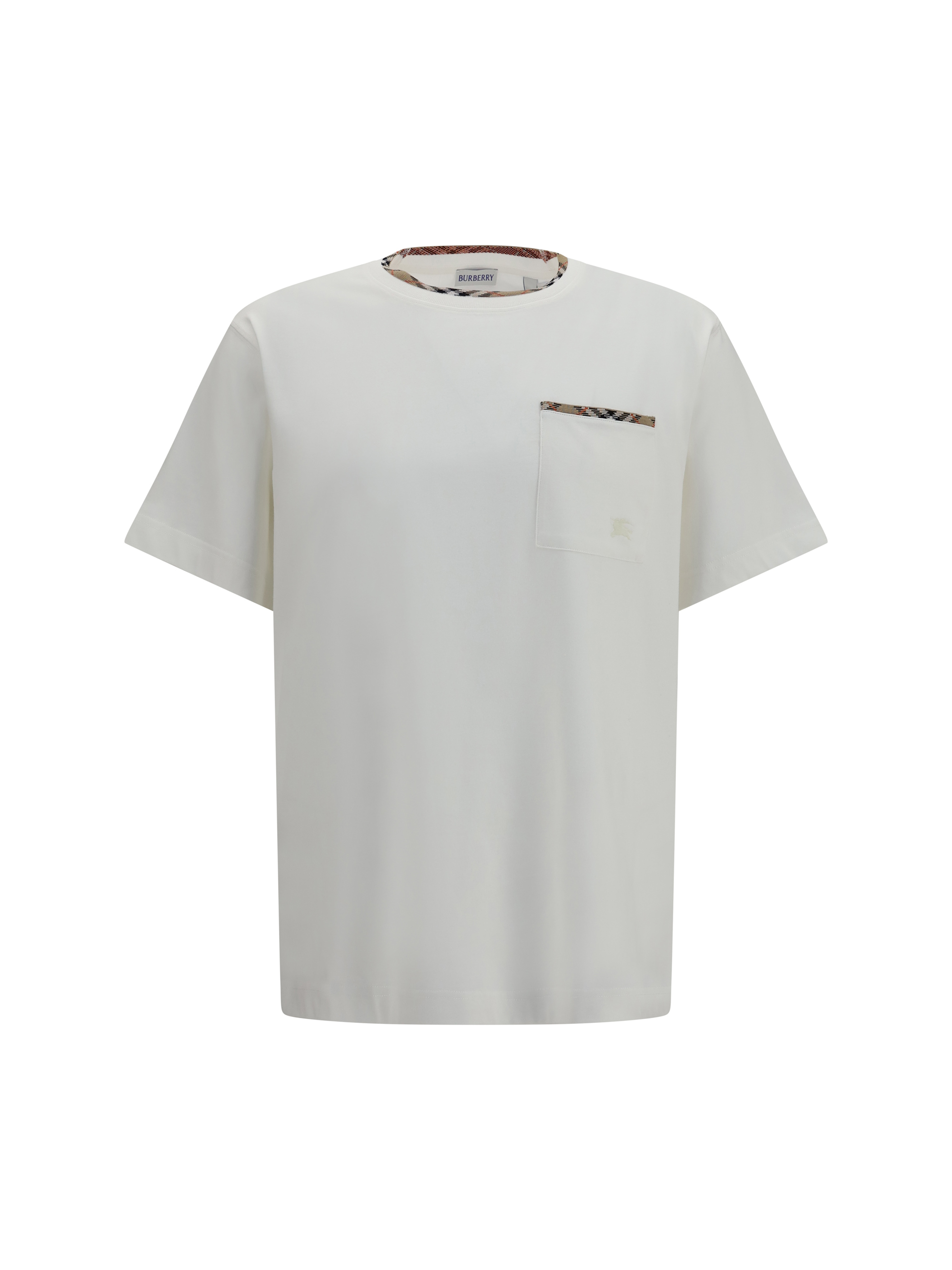 Cotton T-shirt with Check Trims