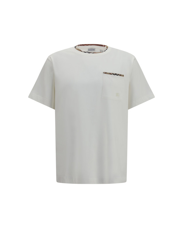 Cotton T-shirt with Check Trims