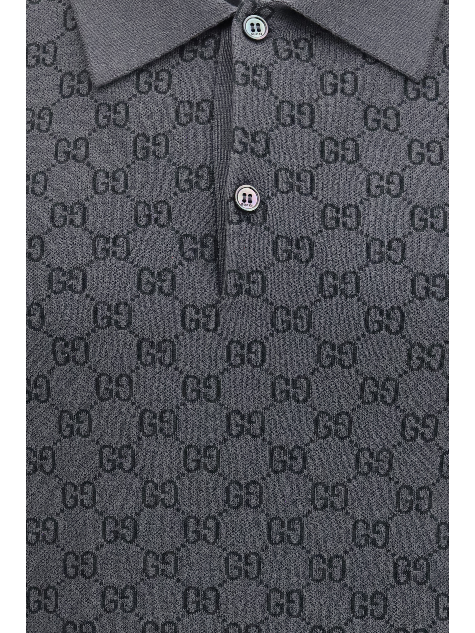 GG jacquard wool and silk Polo Shirt