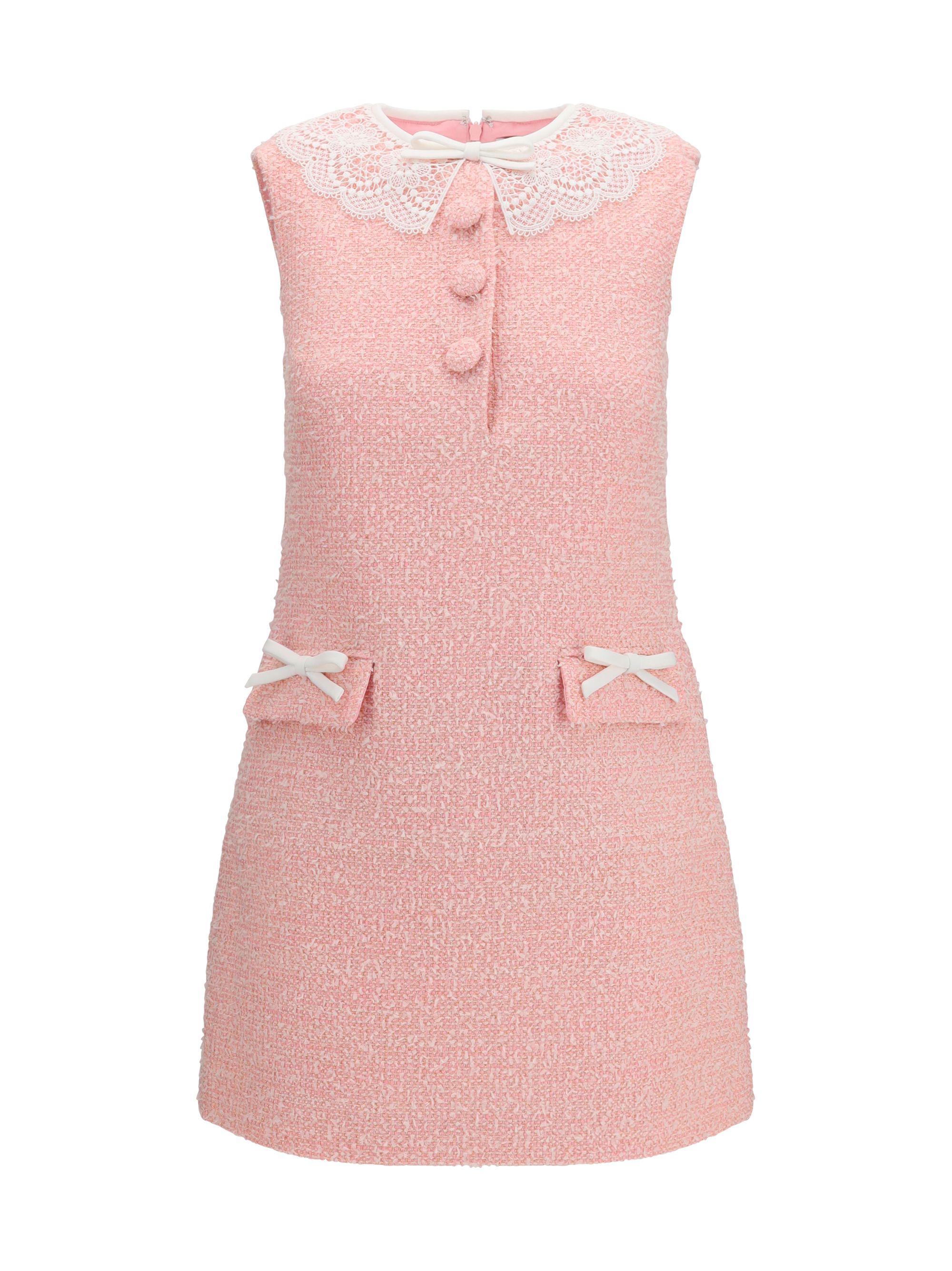 Bouclé mini Dress with lace collar