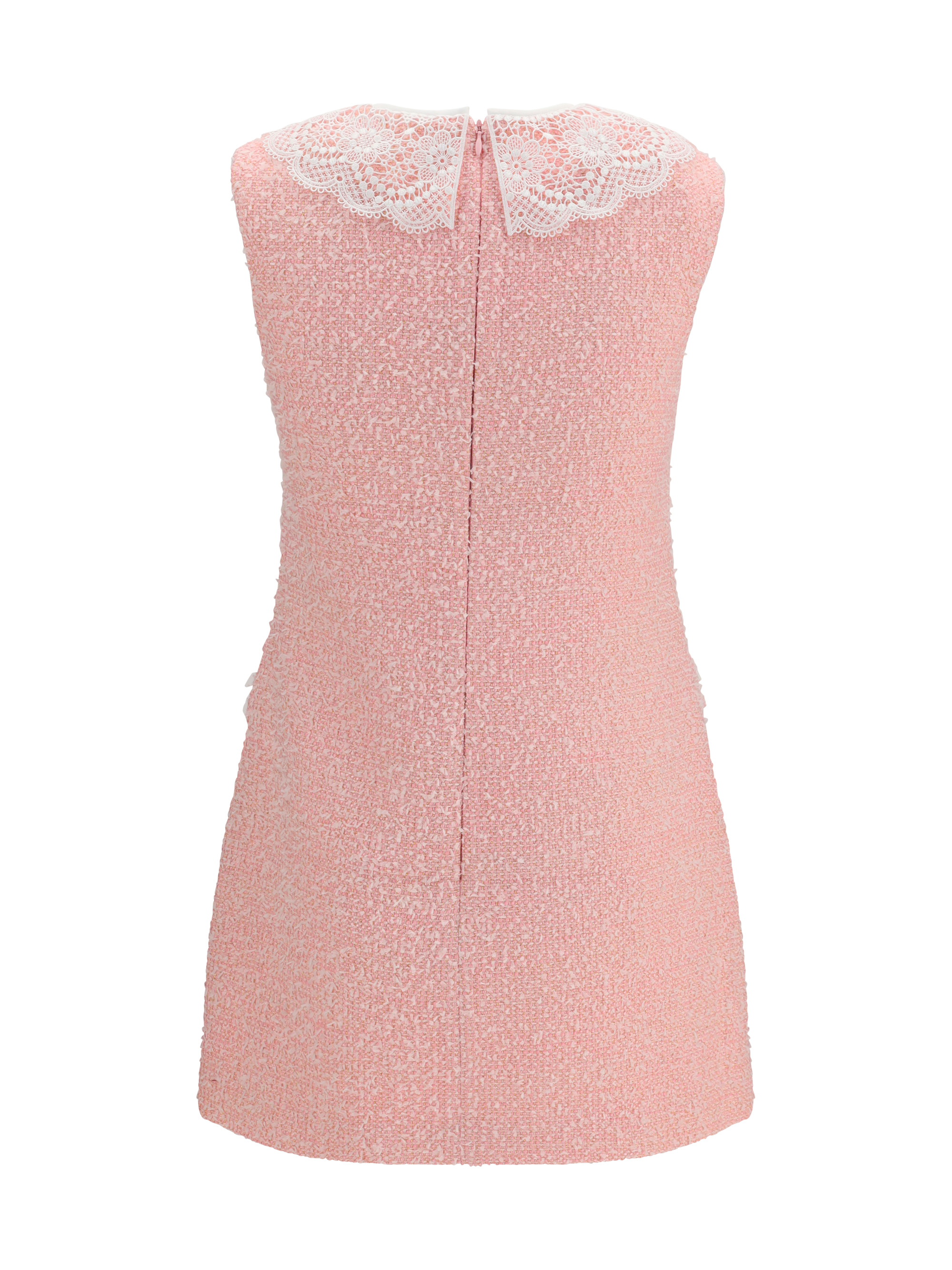 Bouclé mini Dress with lace collar