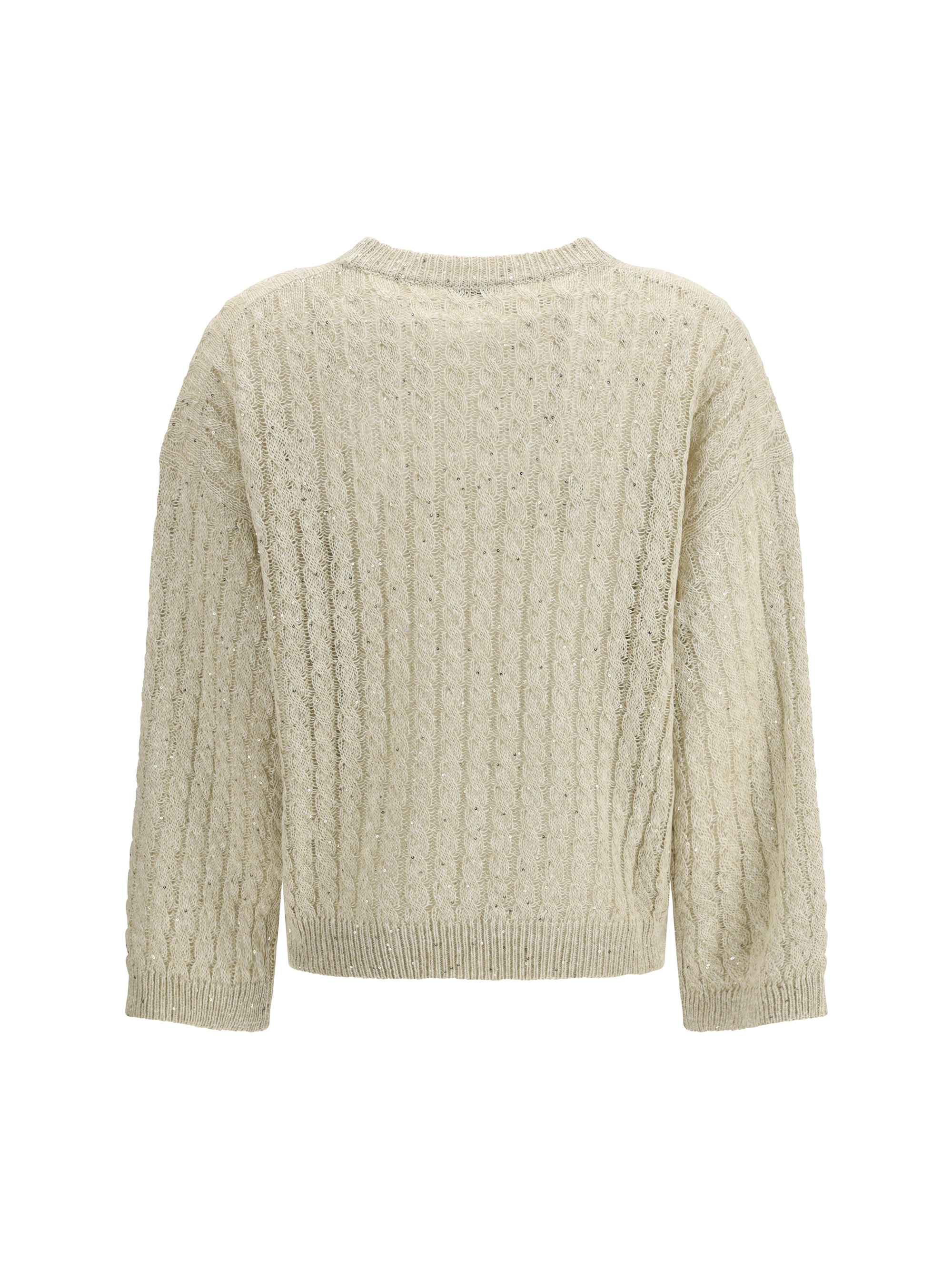 Dazzling Cable linen Sweater with openwork ribbing
