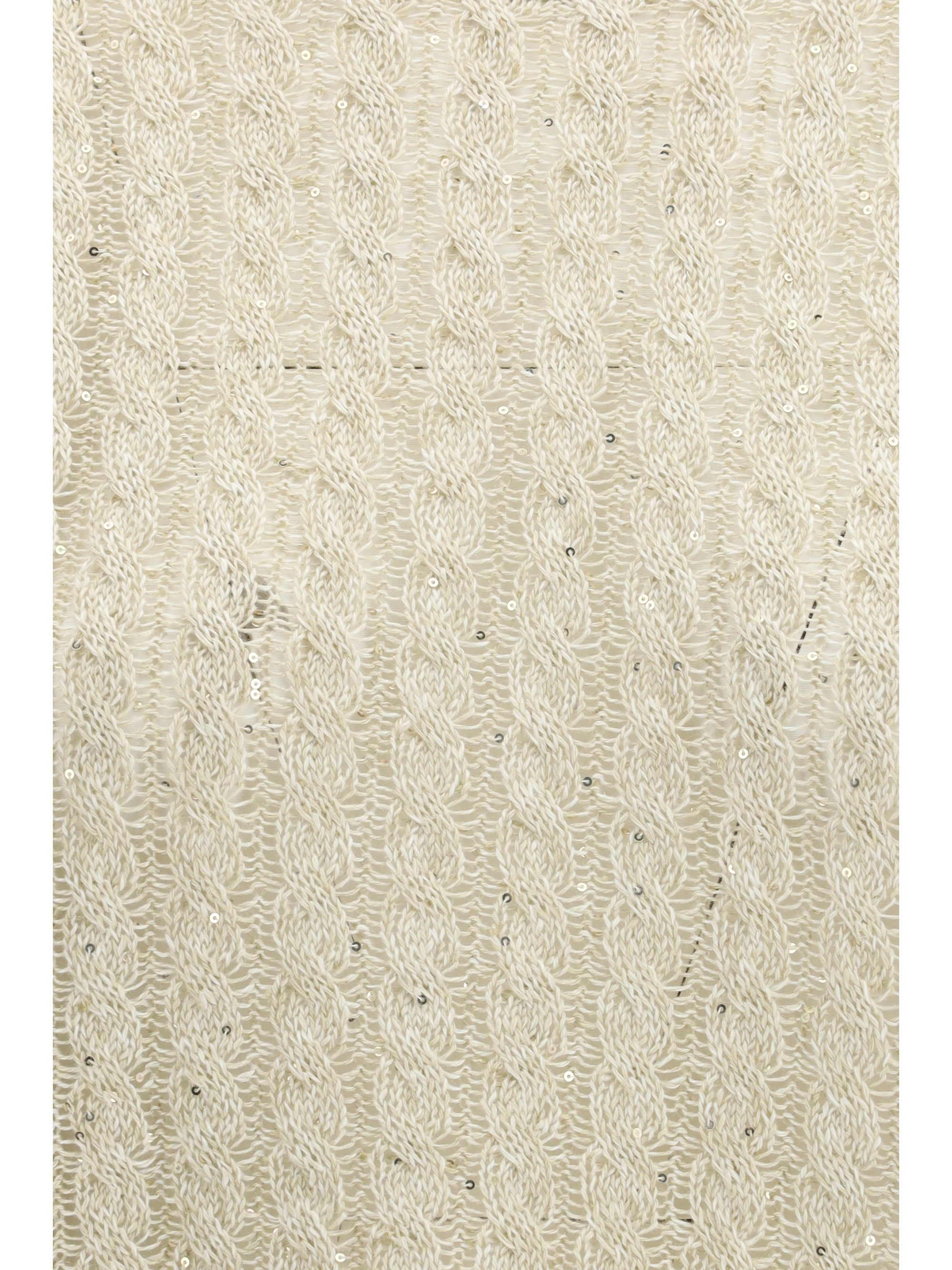Dazzling Cable linen Sweater with openwork ribbing