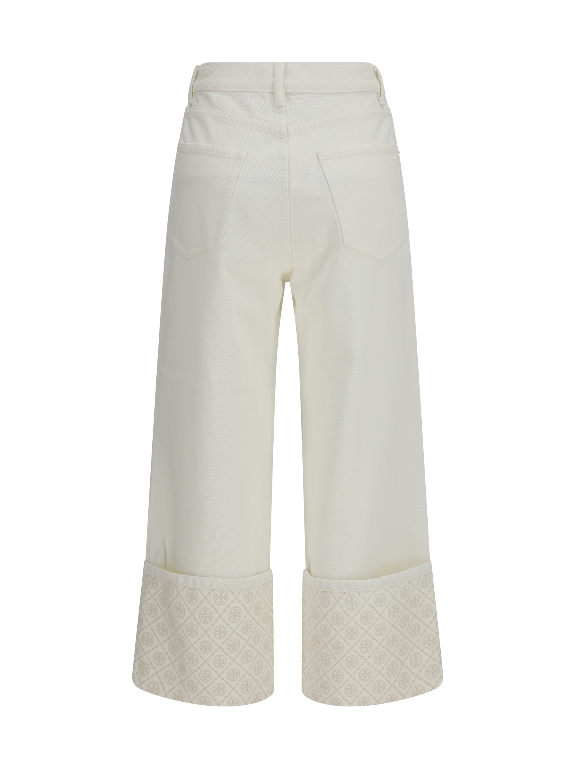 T Monogram Contrast Cuff Straight-Leg Jeans