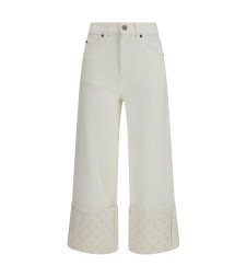 T Monogram Contrast Cuff Straight-Leg Jeans