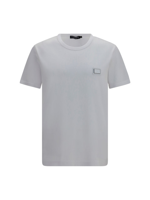 Cotton T-shirt with logo plaque