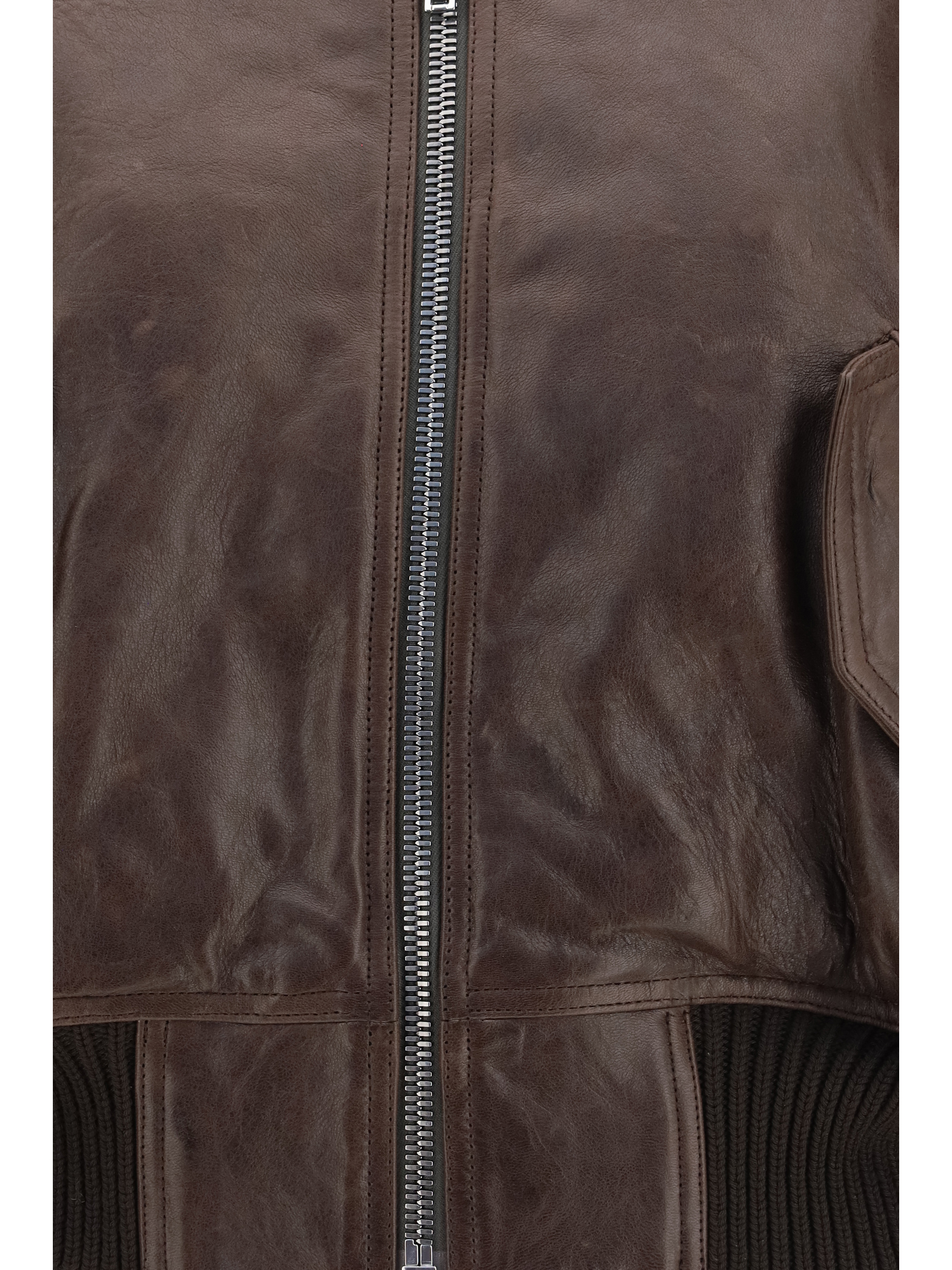 Cropped leather Bomber Jacket