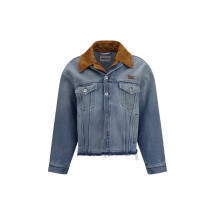 Washed denim and suede Jacket