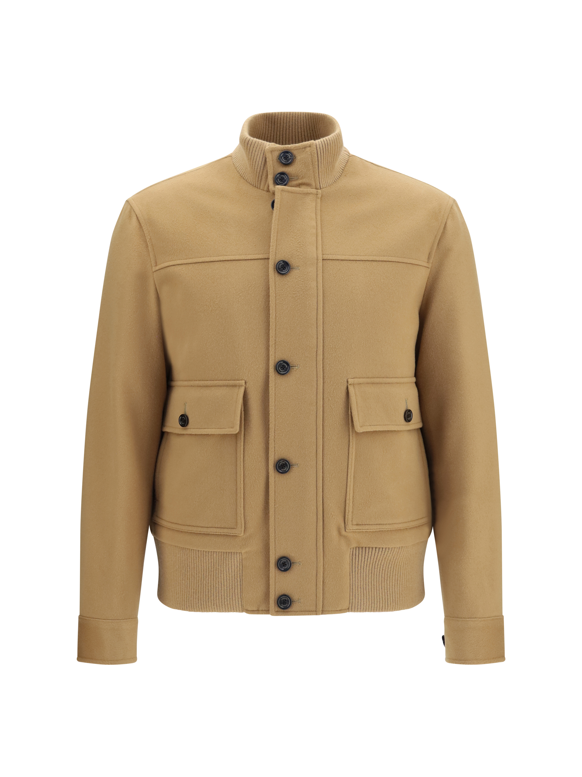 Buttoned Jacket with ribbed trims
