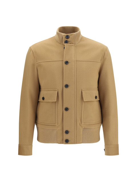 Buttoned Jacket with ribbed trims