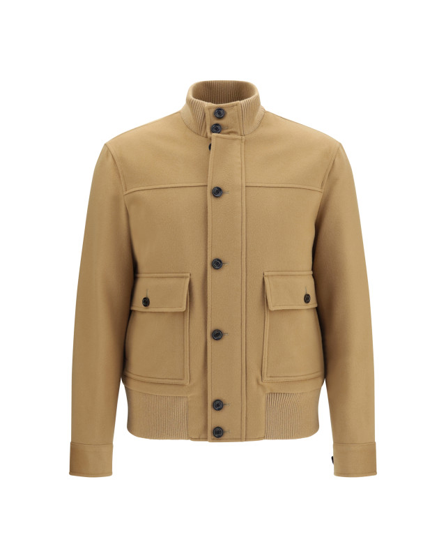 Buttoned Jacket with ribbed trims
