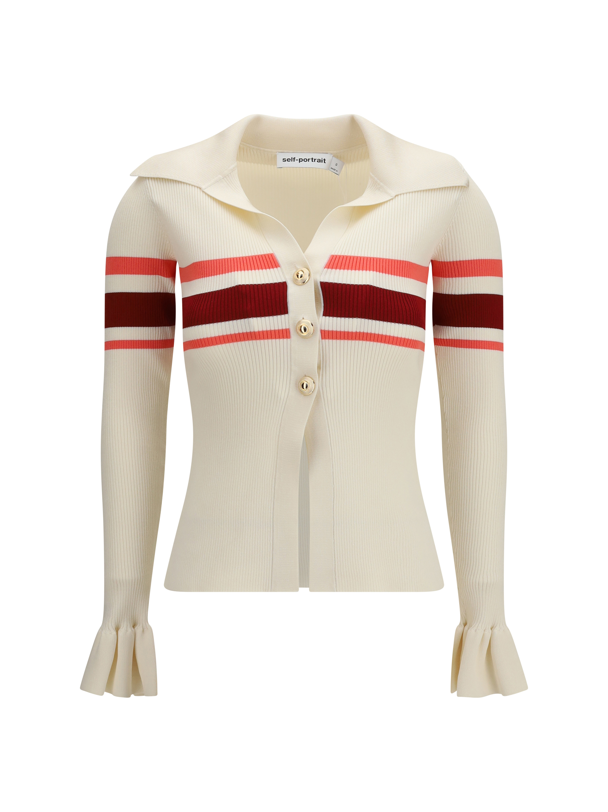 Striped viscose knit button Top