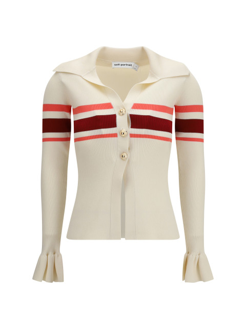 Striped viscose knit button Top