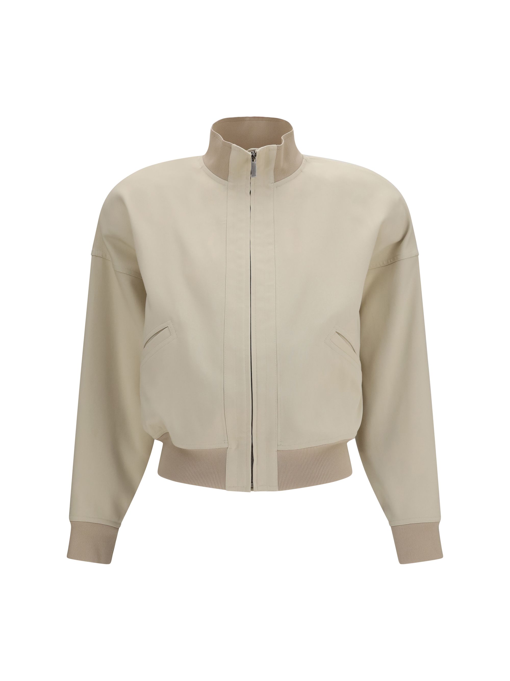Zip Bomber Jacket in silk poplin