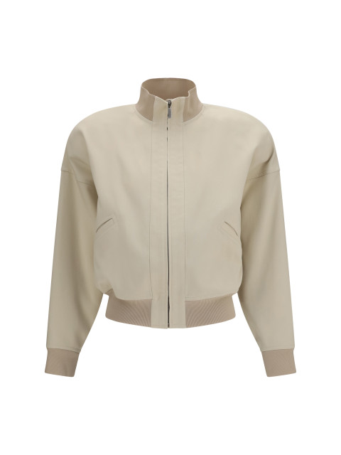 Zip Bomber Jacket in silk poplin
