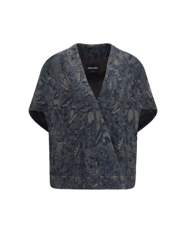 Jacket in oversized floral jacquard denim