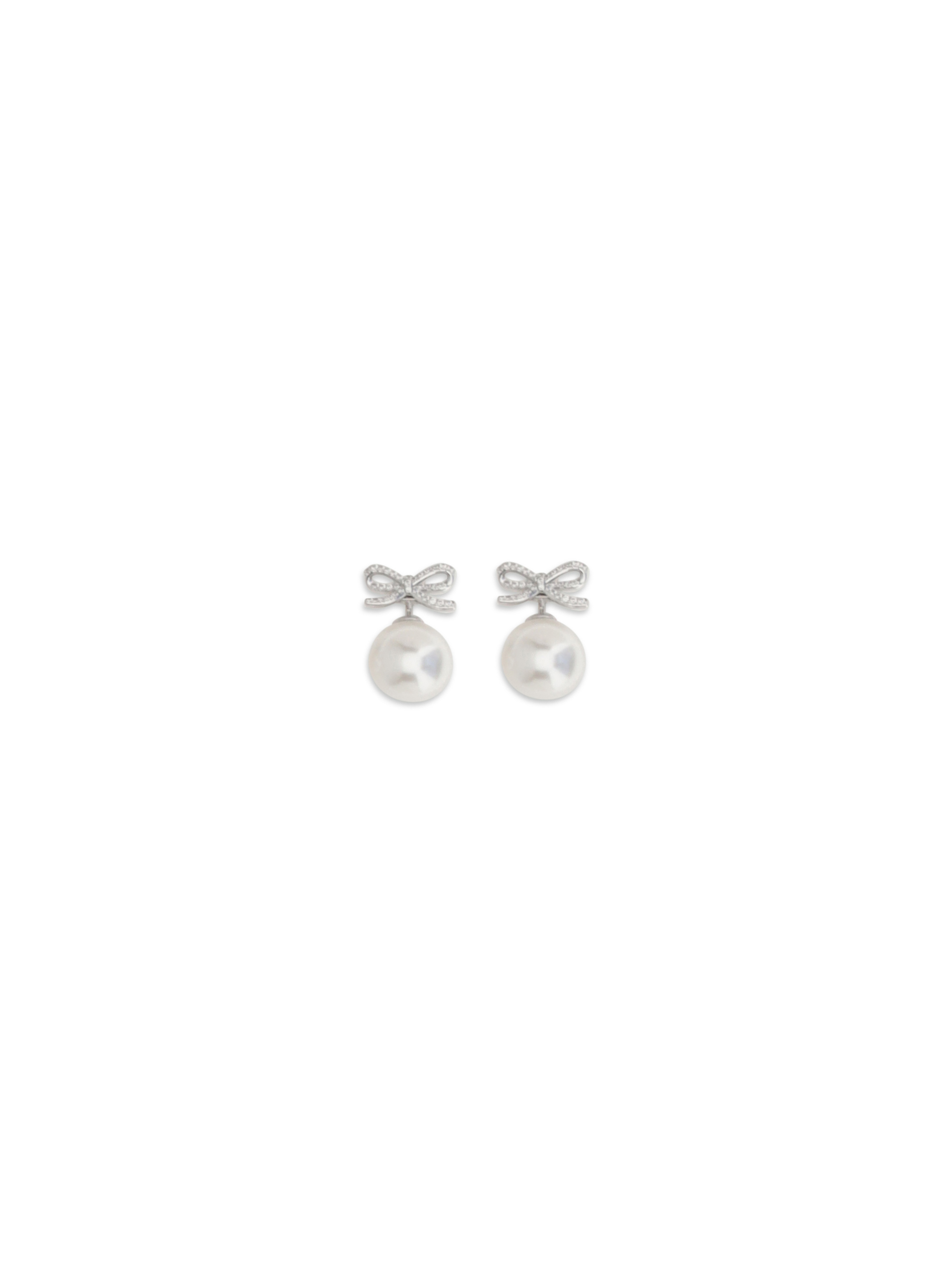 Crystal bow Earrings with pearl