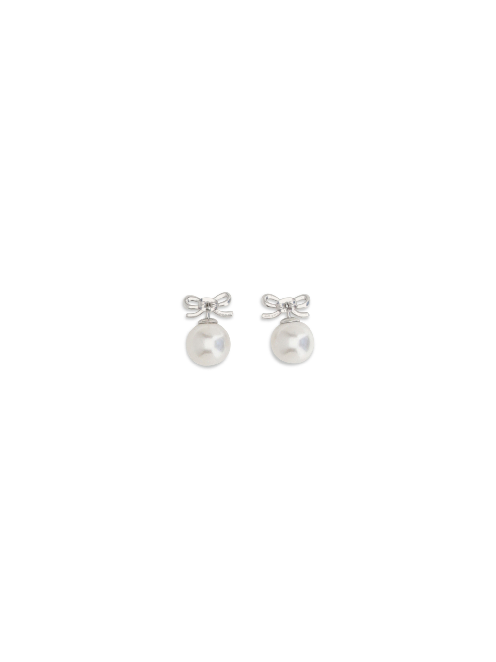 Crystal bow Earrings with pearl