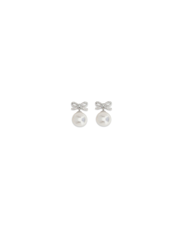 Crystal bow Earrings with pearl