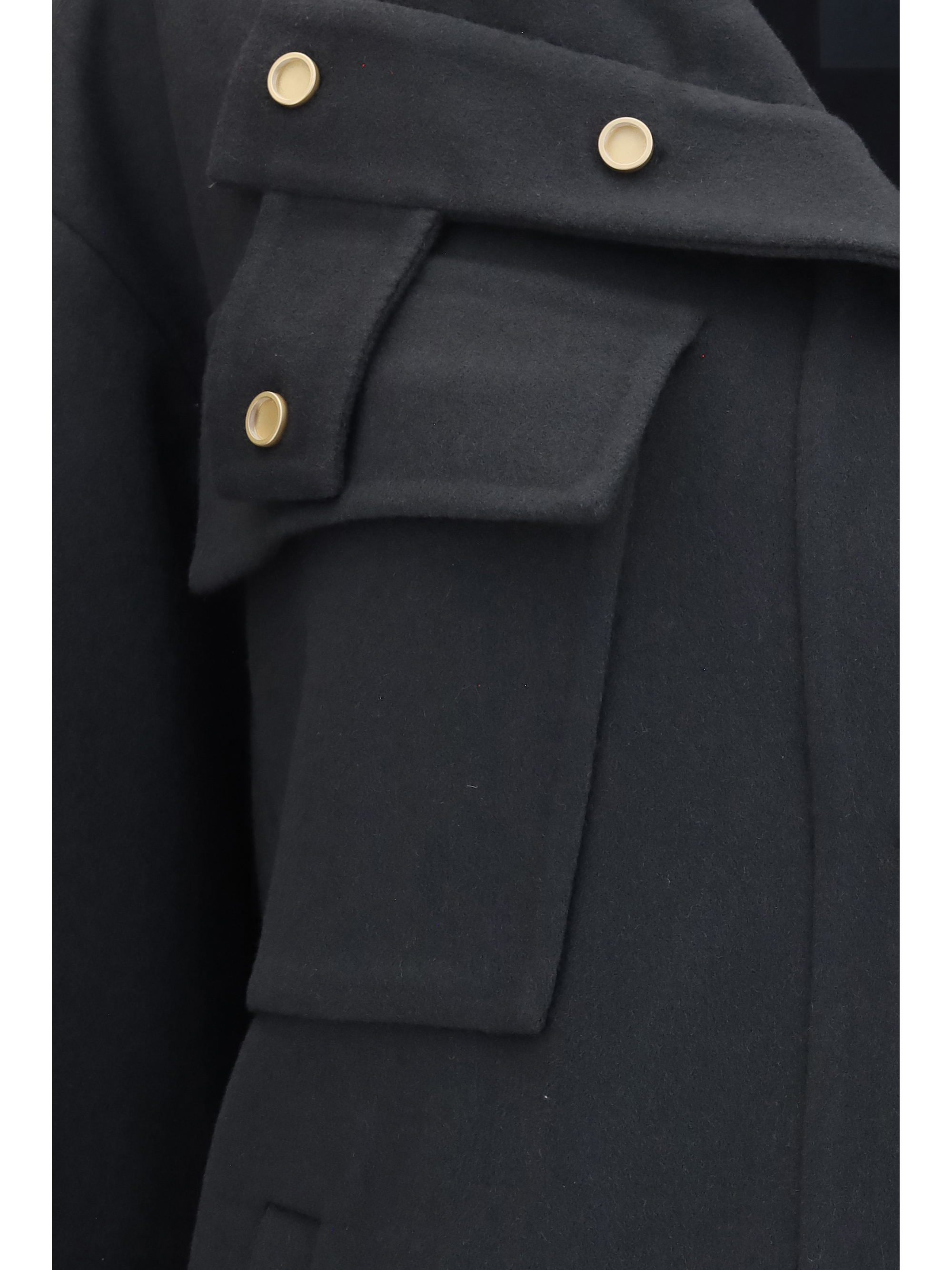 Coat Caban in double cashmere blouson with high collar