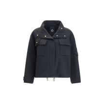 Coat Caban in double cashmere blouson with high collar
